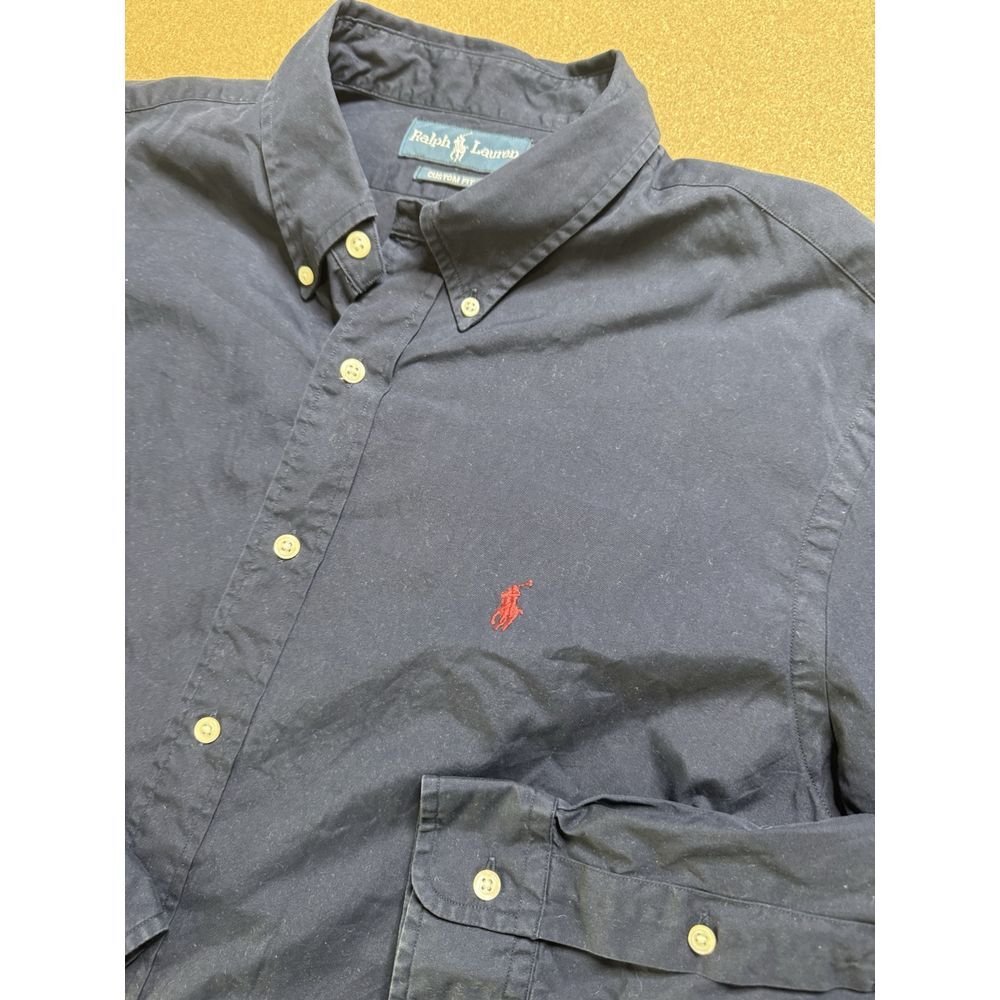 Polo Ralph Lauren Men's Custom fit Shirt Navy Blue Size XL Custom Fit